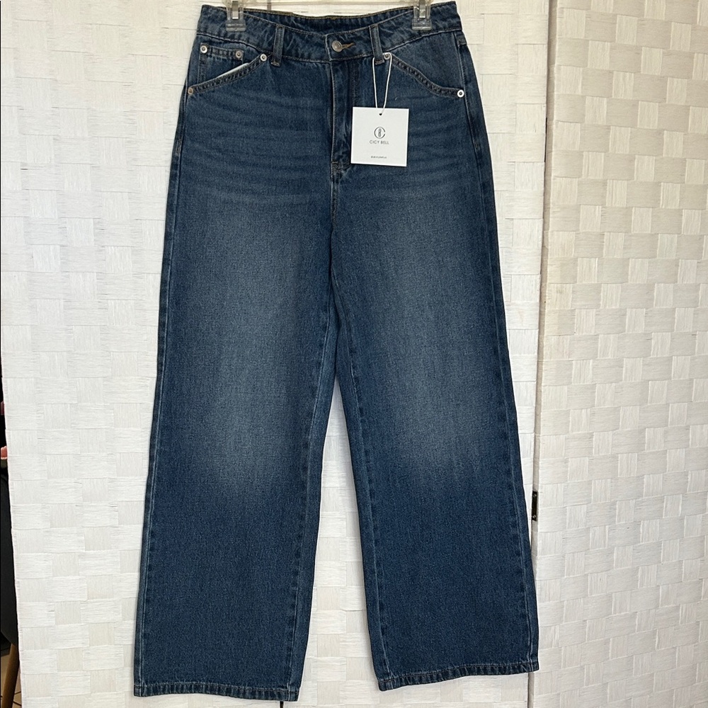 Wide Leg Dark Wash Jeans with Tag